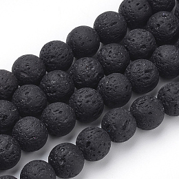 ARRICRAFT Synthetic Lava Rock Beads Strands, Dyed, Round, Black, 6mm, Hole: 1mm; about 61pcs/strand, 14.96 inches(38cm)