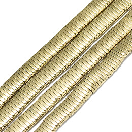 Honeyhandy Electroplate Non-magnetic Synthetic Hematite Multi-Strand Links, 2 Hole, for Tile Elastic Bracelets Making, Rectangle, Real 18K Gold Plated, 5x2x1mm, Hole: 0.9mm, about , about 375~380pcs/strand, 15.75 inch(40cm)