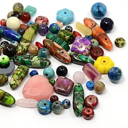 Honeyhandy Natural & Synthetic Gemstone Beads, Mixed Shapes, Mixed Stone, 6~34x6~20.5x4~8mm, Hole: 1~2mm