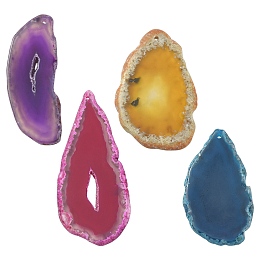 Honeyhandy About 100G Natural Agate Pendants, Agate Slices, Dyed & Heated, Nuggets Charms, Mixed Color, 48~105x39~68x4~7mm, Hole: 2~2.5mm