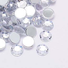 Honeyhandy Imitation Taiwan Acrylic Rhinestone Cabochons, Faceted, Half Round, Clear, 4x1.5mm, about 10000pcs/bag