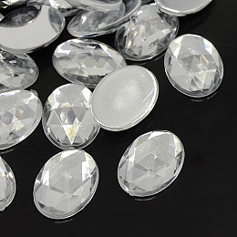 Honeyhandy Imitation Taiwan Acrylic Rhinestone Cabochons, Faceted, Flat Back Oval, Clear, 18x13x4mm, about 500pcs/bag