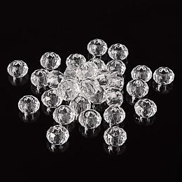 NBEADS 100PCS of Clear Crystal Glass Beads 14mm, Large Hole European Beads, Faceted Rondell Spacer Beads