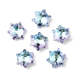 Honeyhandy K9 Glass Rhinestone Pendants, Imitation Austrian Crystal, Faceted, Snowflake, Vitrail Light, 14x7mm, Hole: 1.6mm