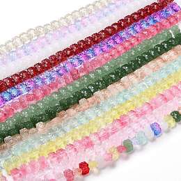 Honeyhandy Transparent Glass Beads Strands, Lotus, Mixed Color, 10x14x7mm, Hole: 0.8mm, about 38pcs/strand, 14.17 inch(36cm)