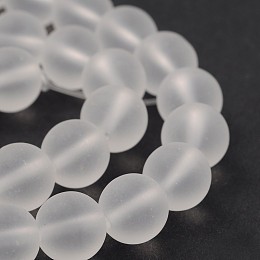 Honeyhandy Frosted Glass Round Bead Strands, Clear, 8mm, Hole: 1mm, about 43pcs/strand, 12.5 inch