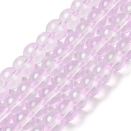 Glass Bead Strands, with Glitter Powder, Round, Lilac, 8x7.5mm, Hole: 1mm, about 105pcs/strand, 31.02''(78.8cm)