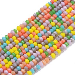 Honeyhandy Opaque Glass Beads Strands, Faceted, Rondelle, Mixed Color, 3x2.5mm, Hole: 0.5mm, about 185pcs/strand, 16.54 inch(42cm)