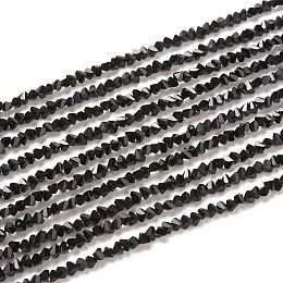 Honeyhandy Glass Beads Strands, Imitation Jade Glass, Faceted, Polygon, Black, 2.5x2.5x2.5mm, Hole: 0.7mm, about 150pcs/strand, 13.39''(34cm)