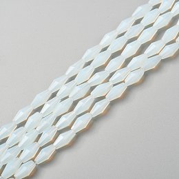 Honeyhandy Imitation Opalite Glass Beads, Faceted, Bicone, Azure, 8x4mm, Hole: 0.8mm, about 70pcs/Strand, 22.99''(58.4cm)