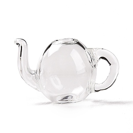 Honeyhandy Round Mechanized Blown Glass Teapot, for Stud Earring or Crafts, Clear, 33x20x19mm