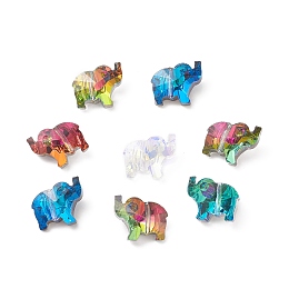 Honeyhandy Transparent Glass Beads, Elephant, Mixed Color, 13x15x8.5mm, Hole: 1.2mm