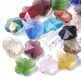 Honeyhandy Transparent Glass Beads, Faceted, Mixed Style, Mixed Shape, Mixed Color, 12x15x7.5mm, Hole: 1mm