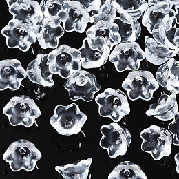 Honeyhandy Transparent Glass Beads, Flower, Clear, 7x11.5x11.5mm, Hole: 1.2mm