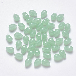 Honeyhandy Imitation Jade Glass Charms, Teardrop, Dark Sea Green, 9x6x6mm, Hole: 1mm