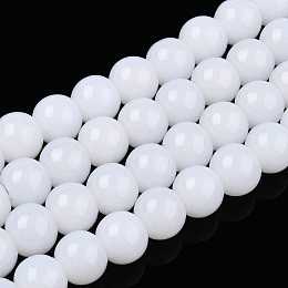 Honeyhandy Imitation Jade Glass Beads Strands, Round, Creamy White, 8~8.5mm, Hole: 1.5mm, about 51~53pcs/strand, 14.96 inch~15.55 inch(38~39.7cm)