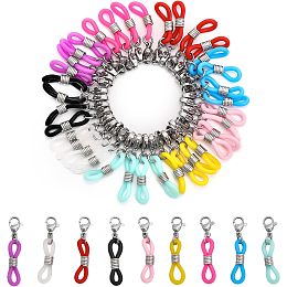 CHGCRAFT 36Pcs 9 Colors Knitting Needle Stoppers Silicone Knitting Needle Hugger Set Needle Stopper Crochet Project Keeper with 304 Stainless Steel Lobster Claw Clasps for Crochet Knitting