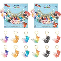 NBEADS 24 Pcs 6 Colors Goldfish Charms Stitch Markers, UV Printing Acrylic Crochet Charms Removable 304 Stainless Steel Clasp Locking Stitch Marker for Sewing Accessories Quilting Jewelry