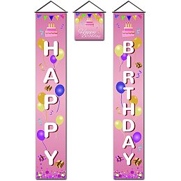 Arricraft 3 Pcs Happy Birthday Banner Door Hanging Flag Couplet Decor Sign Set Door Union Hanging Flag for Home Front Door Porch School Garden Yard Decorations Birthday Party Supplies 70.8x11.8inch