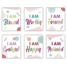 CREATCABIN Colorful Wall Art Prints Paper Set of 6 Inspirational Motivational Poster Positive Quotes Daily Affirmations Modern for Room Home Office Decor Unframed 8x10inch