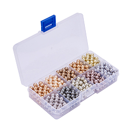 PandaHall Elite 6mm Multicolor Glass Pearls Tiny Satin Luster Round Loose Pearl Beads for Jewelry Making, about 600pcs/box