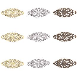 Arricraft 60 pcs 3 Colors Tibetan Style Iron Oval Filigree Charm Pendant Link Connectors for Earring Necklace Jewelry DIY Craft Making, Mixed Colors