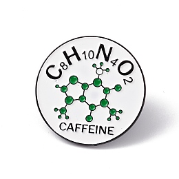 Honeyhandy Word Caffeine Enamel Pin, Electrophoresis Black Alloy Brooch for Backpack Clothes, Round Pattern, 30x2mm, Pin: 1.2mm