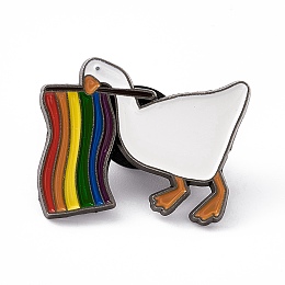 Honeyhandy Rainbow Color Pride Flag Animal Enamel Pin, Brooches, Electrophoresis Black Alloy Brooch for Backpack Clothes, Duck Pattern, 24x28x2mm, Pin: 1.2mm