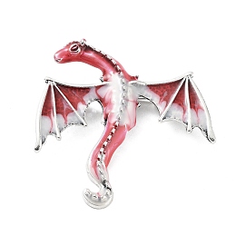 Honeyhandy Dragon Alloy Brooch, Enamel Pins, Antique Silver, FireBrick, 62x58x11mm