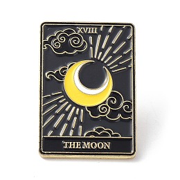 Honeyhandy Fashion Tarot Card Enamel Pin, Alloy Enamel Brooch, Golden, The Moon XVIII, 30.5x21x10mm, Pin: 1mm