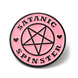 Honeyhandy Magic Array Pentagram Enamel Pins, Black Alloy Brooch for Women's Backpack Clothes, Flat Round, Pink, 30x1.7mm