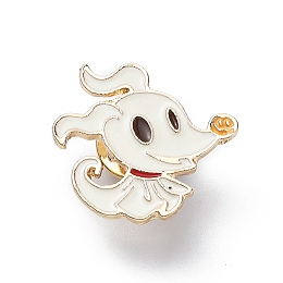 Honeyhandy Halloween Ghost Enamel Pin, Electrophoresis Black Alloy Brooch for Backpack Clothes, Gold, 23x25x2mm