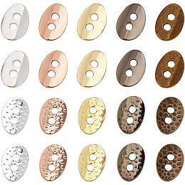 Pandahall Elite 200 Pieces Brass 2 Hole Buttons Oval Craft Buttons Mixed Color for Sewing DIY Crafts and Jewelry Making - 14x10mm