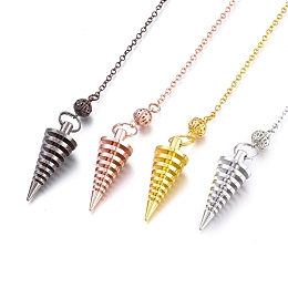 Honeyhandy Brass Dowsing Pendulum Big Pointed Pendants, with Lobster Claw Clasps, Cone, Mixed Color, 225x2.5mm