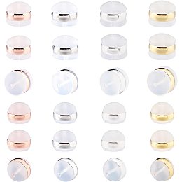 DICOSMETIC 48Pcs 4 Colors 2 Sizes TPE Plastic Ear Nuts Dome Shaped Hypoallergenic Clear Earrings Backs Clear Earring Backing Replacement for Studs Fishhook Earrings Pierced Hoops