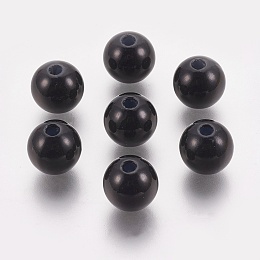 Honeyhandy ABS Plastic Imitation Pearl Beads, Round, Black, 14mm, Hole: 2.3mm, about 340pcs/500g