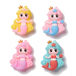 Honeyhandy PVC Plastic Cartoon Big Pendants, Mermaid, Mixed Color, 57x42x18.5mm, Hole: 3mm