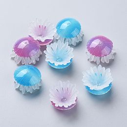 Honeyhandy Transparent Acrylic Beads, Jellyfish, Mixed Color, 20~25x13mm, Hole: 1.2mm