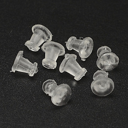 Honeyhandy Plastic Ear Nuts, Earring Backs, Clear, 5x5mm, Hole: 0.5mm, about 9000pcs/bag