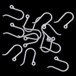 Honeyhandy Plastic Earring Hooks, Ear Wire, with Horizontal Loop, WhiteSmoke, 11x9x0.6mm, Hole: 0.9mm