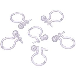 Pandahall Elite 200 Pcs Clear Plastic Clip-on Earring Converter Component Cup Pin Pearl Setting Ear Stud for Non-Pierced Ears