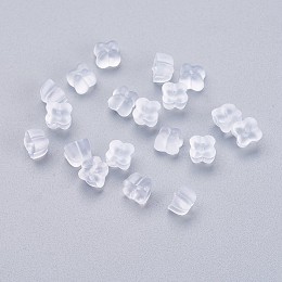 Honeyhandy Silicone Ear Nuts, Earring Backs, Clear, 5x5x3.5mm, Hole: 0.6mm, about 500pcs/bag