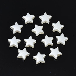 Honeyhandy ABS Plastic Imitation Pearl Beads, Star, Seashell Color, 7x8x3mm, Hole: 1.5mm, about 6240pcs/500g