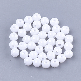 Honeyhandy Opaque Plastic Beads, Round, White, 6x5.5mm, Hole: 1.8mm, about 4790pcs/500g