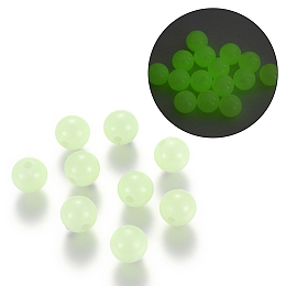 Honeyhandy Luminous Acrylic Round Beads, Glow in the Dark, Pale Green, 5mm, Hole: 1.5mm, about 8000pcs/500g