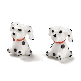 Honeyhandy Handmade Lampwork Beads, Dalmatian/Dog, White, 20~21x18~19mm, Hole: 1.5mm