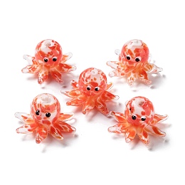 Honeyhandy Handmade Bumpy Lampwork Beads Strands, Octopus, Red, 15x25x4mm, Hole: 1.4mm