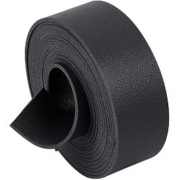 GORGECRAFT 25mm Wide Flat Leather Cord 79" Long Leather Strap for Crafting 1.8mm Thick Double-Sided Black Lychee Grain Imitation Leather Strip for DIY Projects Pet Collars Guitar Belt Jewelry Making