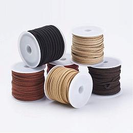 ARRICRAFT 5yards/roll 3x1.5mm Leather Lace Beading Thread Faux Suede Cord String Strap Double Sided with Spool 6 Colors