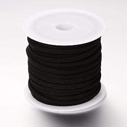 Honeyhandy Faux Suede Cord, Faux Suede Lace, Black, 3x1.5mm, about 5.46 yards(5m)/roll, 25rolls/bag